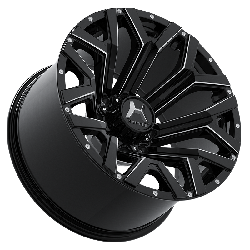 Hartes Metal Wheels Hawkish Black Milled Dimple Spoke – WheelplusUSA