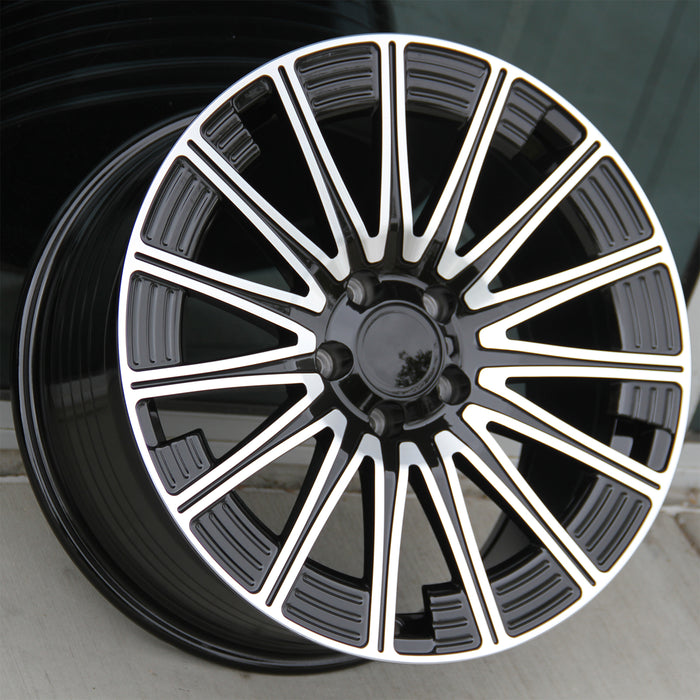 Mercedes Benz Wheels 102 18x8.0/18x9.0 5x112 Gloss Black Machined fit A Class B Class C Class E Class 180 200 220 250 300 350