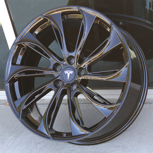 Tesla Wheels 1570 20x8.5 5x114.3 Gloss Black fit Model 3 Turbine