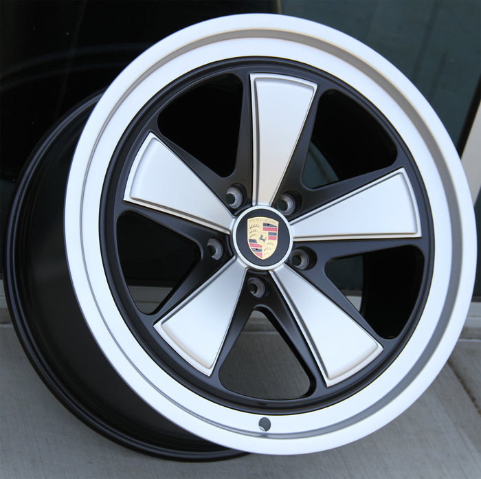 Porsche Wheels 8025 20x8.5/21x11.5 5X130 Matte Black/Silver fit 992 911 Carrera Turbo Monoblock Forged