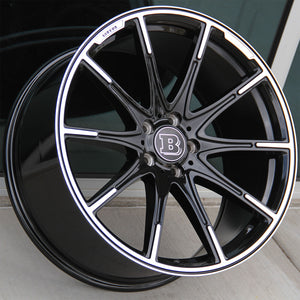 Mercedes Benz Wheels 9996 20x8.5/20x9.5 5x112 Black Machined fit E CL CLK SLK S SL Class 300 350 450 550