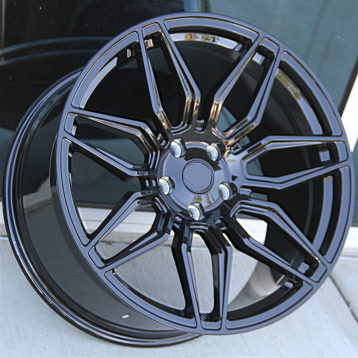 Chevy Wheels C8F 19x8.5/20x11 5x120 Gloss Black Forged Wheels fit Corvette C8 Monoblack