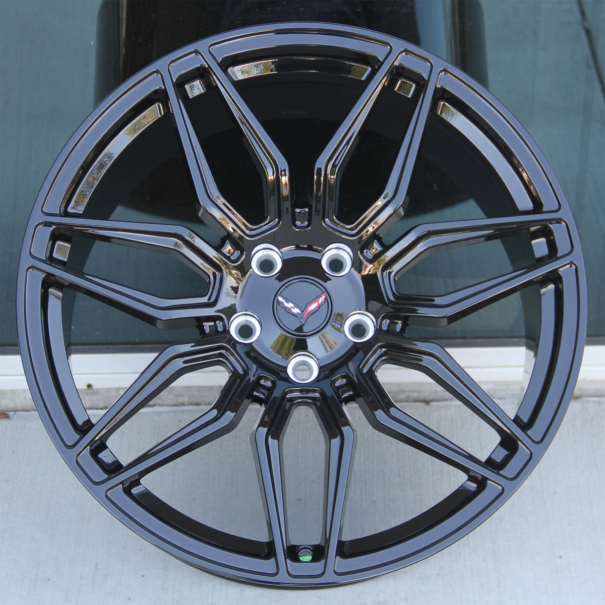 Chevy Wheels C8F 19x8.5/20x11 5x120 Gloss Black Forged Wheels fit Corv ...