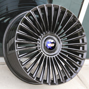 Cadillac Wheels FF02 22x10 6x139.7 Flow Forged Gloss Black fit Escalade Platinum EXT ESV Floating Caps