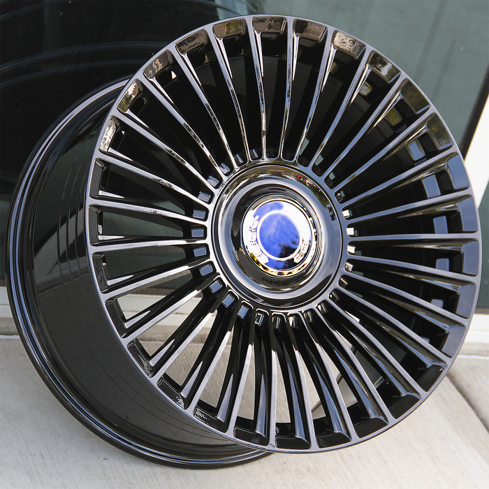 Mercedes Benz Wheels OS FF02 22x9/22x10.5 5x112 Gloss Black fit S CL C ...