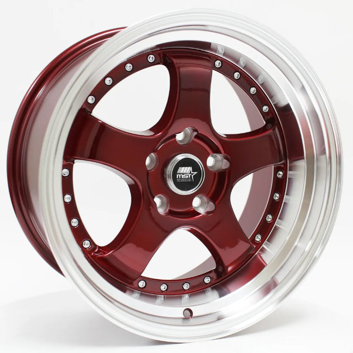 MST Wheels Mt07 Candy Red Machined Lip