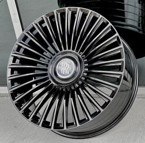 Rolls Royce Wheels FF02 24x10 5X120 Flow Forged Gloss Black fit Phantom Floating Caps