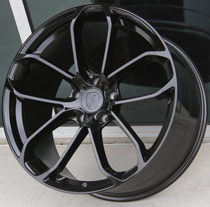 Porsche Wheels 2212 22x9.5/22x11 5x130 Gloss Black fit Cayenne S GTS Turbo