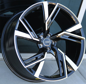 Audi Wheels 5667 22x9.5 5x112 ET28 Black Machined Fit Audi A6 S6 A7 S7 A8 Q3 Q5 A7