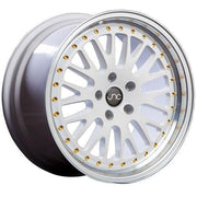 JNC Wheels JNC001 White Machined Lip Gold Rivets