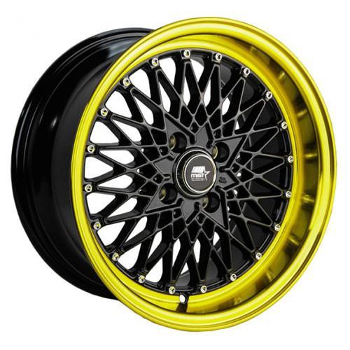 MST Wheels MT16 Black Machined Gold Lip