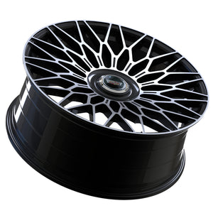 Cadillac Wheels FF01 24x10 6x139.7 Flow Forged Black Machined fit Escalade Platinum EXT ESV Floating Caps