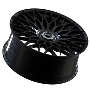 Cadillac Wheels FF01 24x10 6x139.7 Flow Forged Gloss Black fit Escalade Platinum EXT ESV Floating Caps