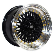 MST Wheels MT13 Black Machined Lip Gold Rivets