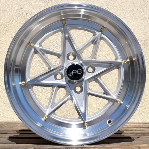 JNC Wheels JNC025 Silver Machined Face Gold Rivets