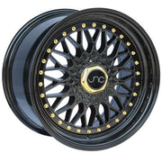 JNC Wheels JNC004 Gloss Black Gold Rivets