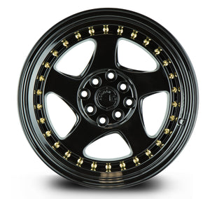 Aodhan Wheels AH01 Gloss Black Gold Rivets