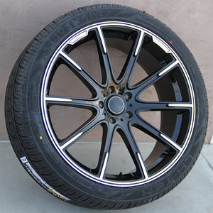 Mercedes Benz Wheels 9996 20x8.5/20x9.5 5x112 Black Machined fit E CL CLK SLK S SL Class 300 350 450 550