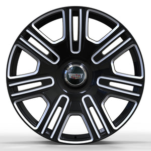 Cadillac Wheels CD01 24x10 6x139.7 Gloss Black Milled fit Escalade Platinum