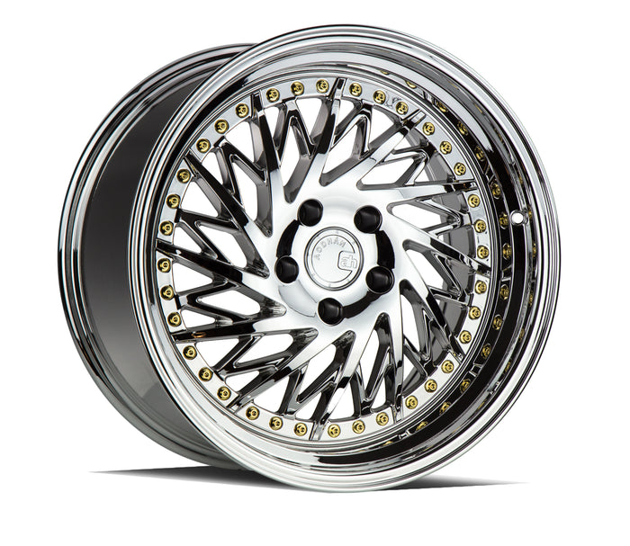 Aodhan Wheels DS03 Driver Side Vacuum Chrome Gold Rivets