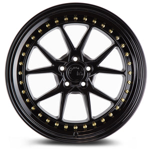Aodhan Wheels DS08 Gloss Black Gold Rivets