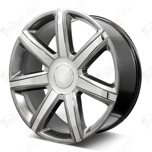 Cadillac Wheels F001 26x9.5 6x139.7 Hyper Black W Chrome Insert fit Escalade All Platinum Style