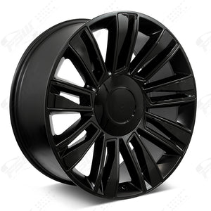 Cadillac Wheels F006 26x9.5 6x139.7 Matte Black W Gloss Black Insert fit Escalade All Diamond Style