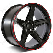 Chrysler Wheels F151 20x9.5/20x10.5 5x115 Matte Black Red Line fit 300 300C Demon Style