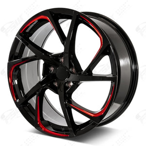 Toyota Wheels F232 20x8 5x114.3 Black Red Pin fit Avalon Camry RAV4 C-HR HSX Style
