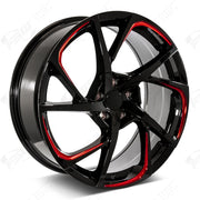 Toyota Wheels F232 20x8 5x114.3 Black Red Pin fit Avalon Camry RAV4 C-HR HSX Style