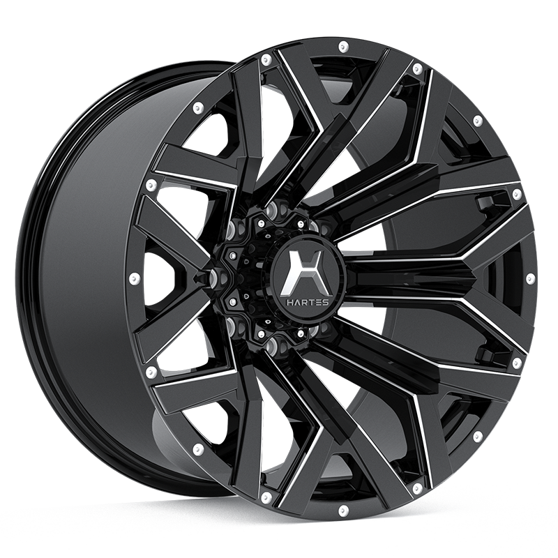 Hartes Metal Wheels Hawkish Black Milled Dimple Spoke