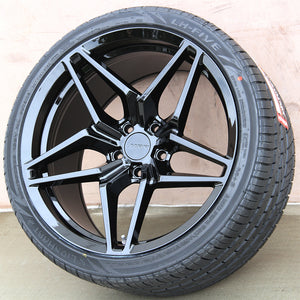 Chevy Wheels M755 18x10/18x12 5x120.65 Gloss Black fit Corvette C6 Z06 ZR1 Style