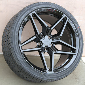 Chevy Wheels M755 19x10/20x12 5x120.65 Gloss Black fit Corvette C6 ZR1 C7 Z06 C7 Z07