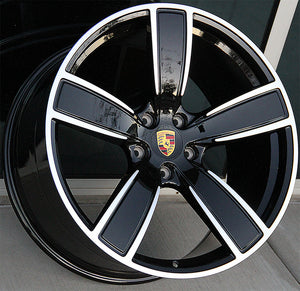 Porsche Wheels P005 22x10 5x130 Black Machined fit Cayenne S GTS Turbo