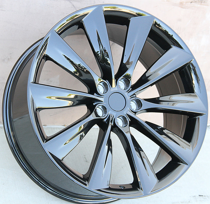 Tesla Wheels 1356 22x9/22x10 5x120 Gloss Black fit Model X Model S Turbine