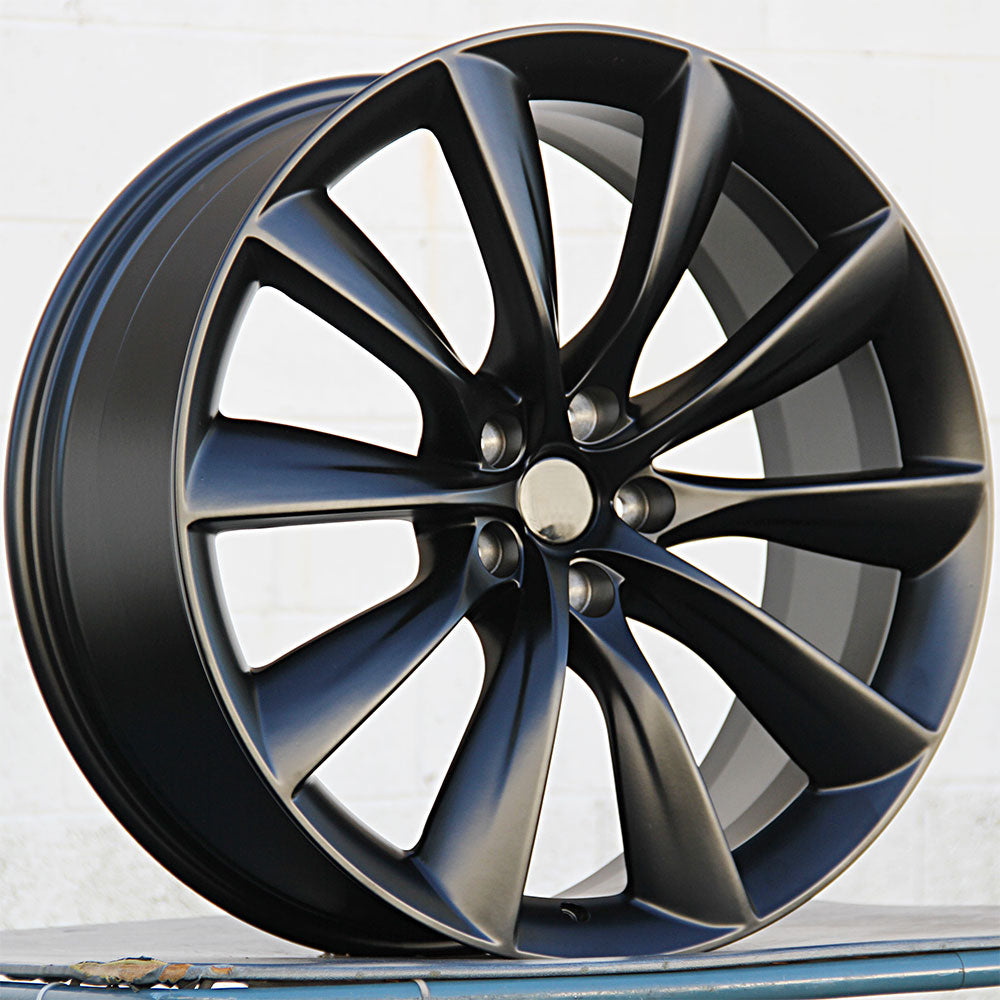 Tesla Wheels 1356 22x9/22x10 5x120 Matte Black fit Model X Model S Tur ...