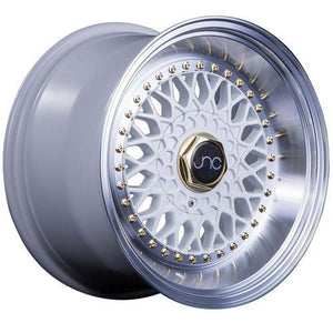 JNC Wheels JNC004S White Machined Lip Gold Rivets