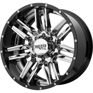 Moto Metal Wheels MO202 Chrome Center Gloss Black Milled Lip