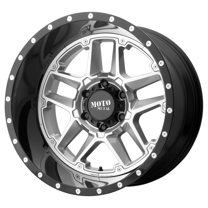 Moto Metal Wheels MO987 Sentry Gloss Silver Center Gloss Black Lip