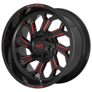 Moto Metal Wheels MO999 Gloss Black Milled With Red Tint