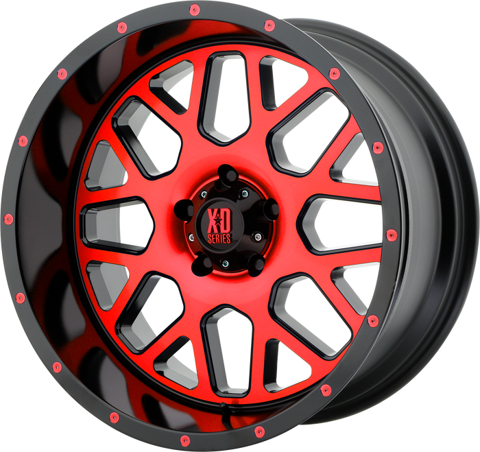 XD Wheels XD820 Grenade Satin Black Machined Face With Red Tinted Clear Coat