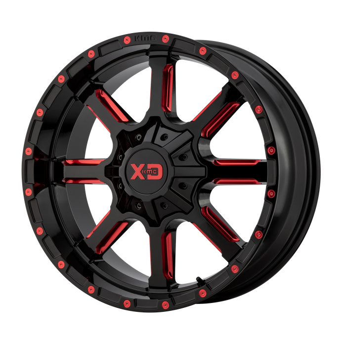 XD Wheels XD838 Mammoth Gloss Black Milled With Red Tint Clear Coat