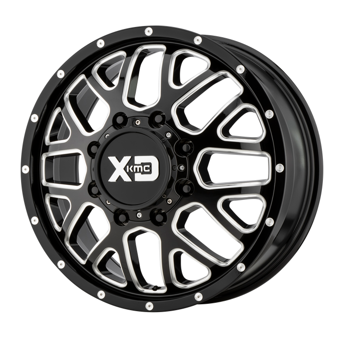 XD Wheels XD843 Grenade Dually Gloss Black Milled - Front