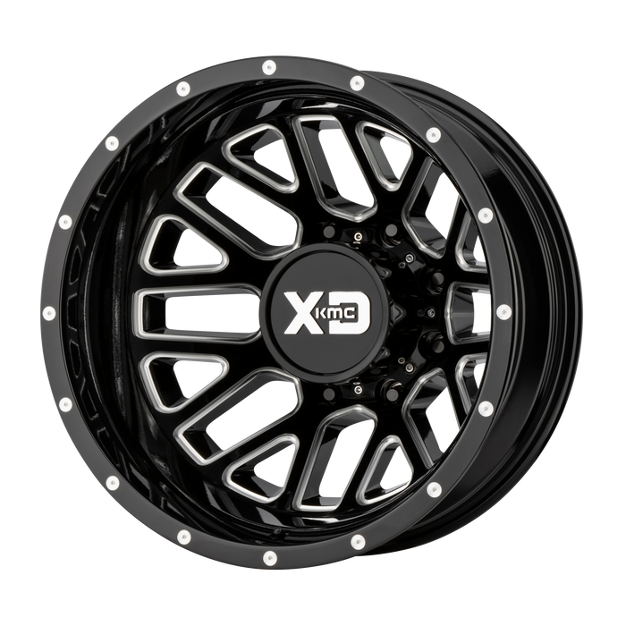 XD Wheels XD843 Grenade Dually Gloss Black Milled - Rear