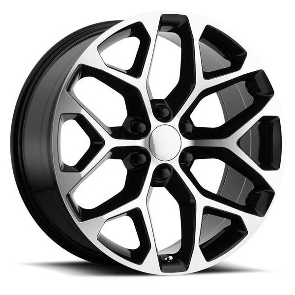 Chevy Wheels RP09 22x9 6x139.7 Black Machined fit Silverado Tahoe Suburban Snowflake