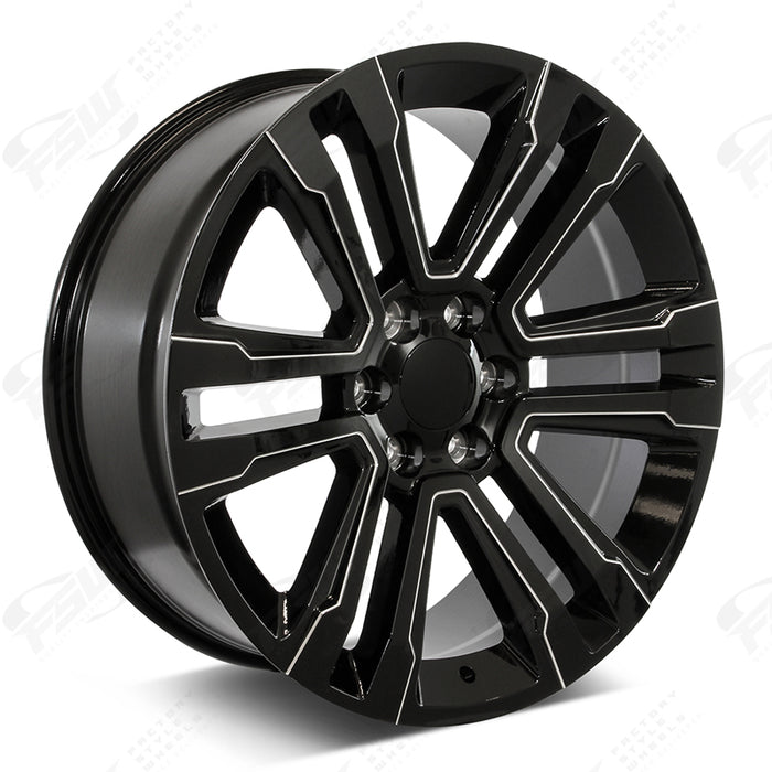 Chevy Wheels RP10 26x10 6x139.7 Black Milled fit Silverado Tahoe Suburban SLT