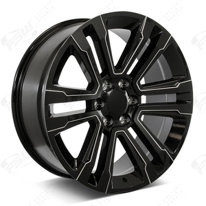 Chevy Wheels RP10 22x9 6x139.7 Black Milled fit Silverado Tahoe Suburban SLT